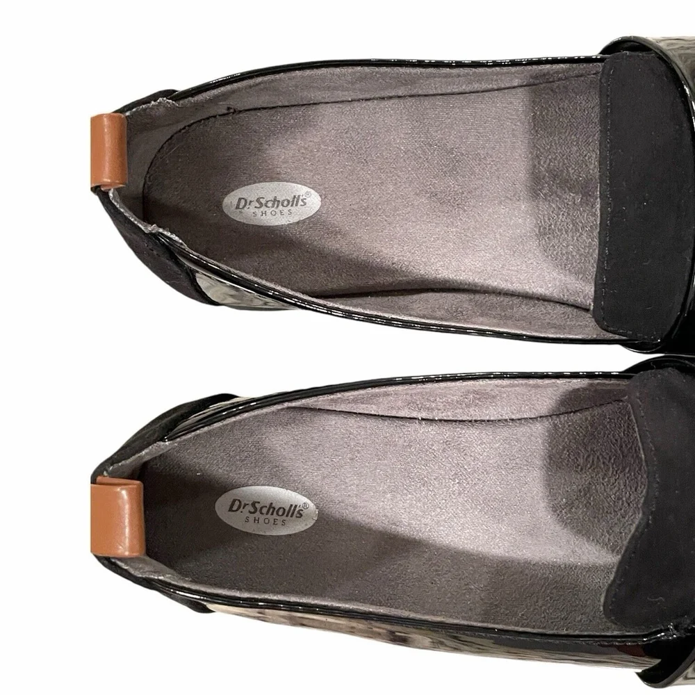 Dr. Scholls Womens 6.5M Webster Loafer Black Patent Microfiber Slip On Comfort